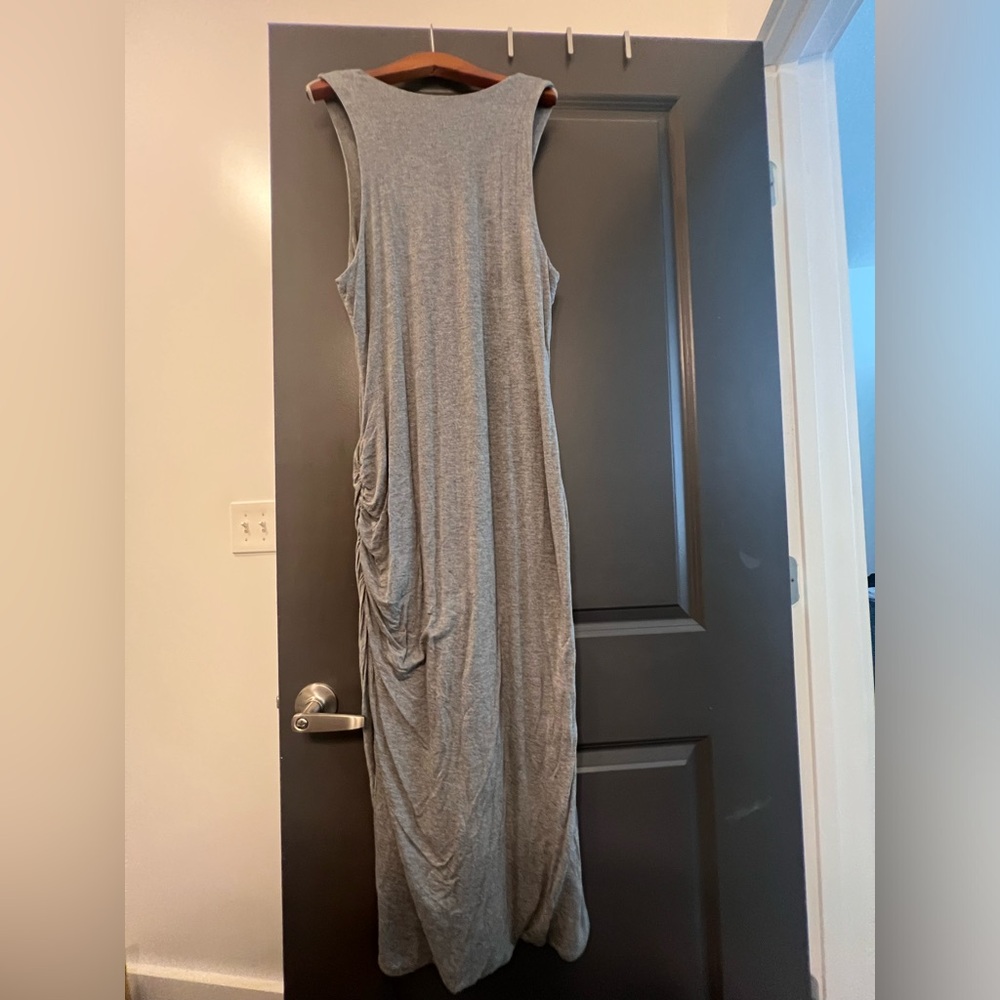 Banana Republic Heather Gray Long Maxi Sleeveless Bodycon Form Fitting Dress L - Picture 9 of 11